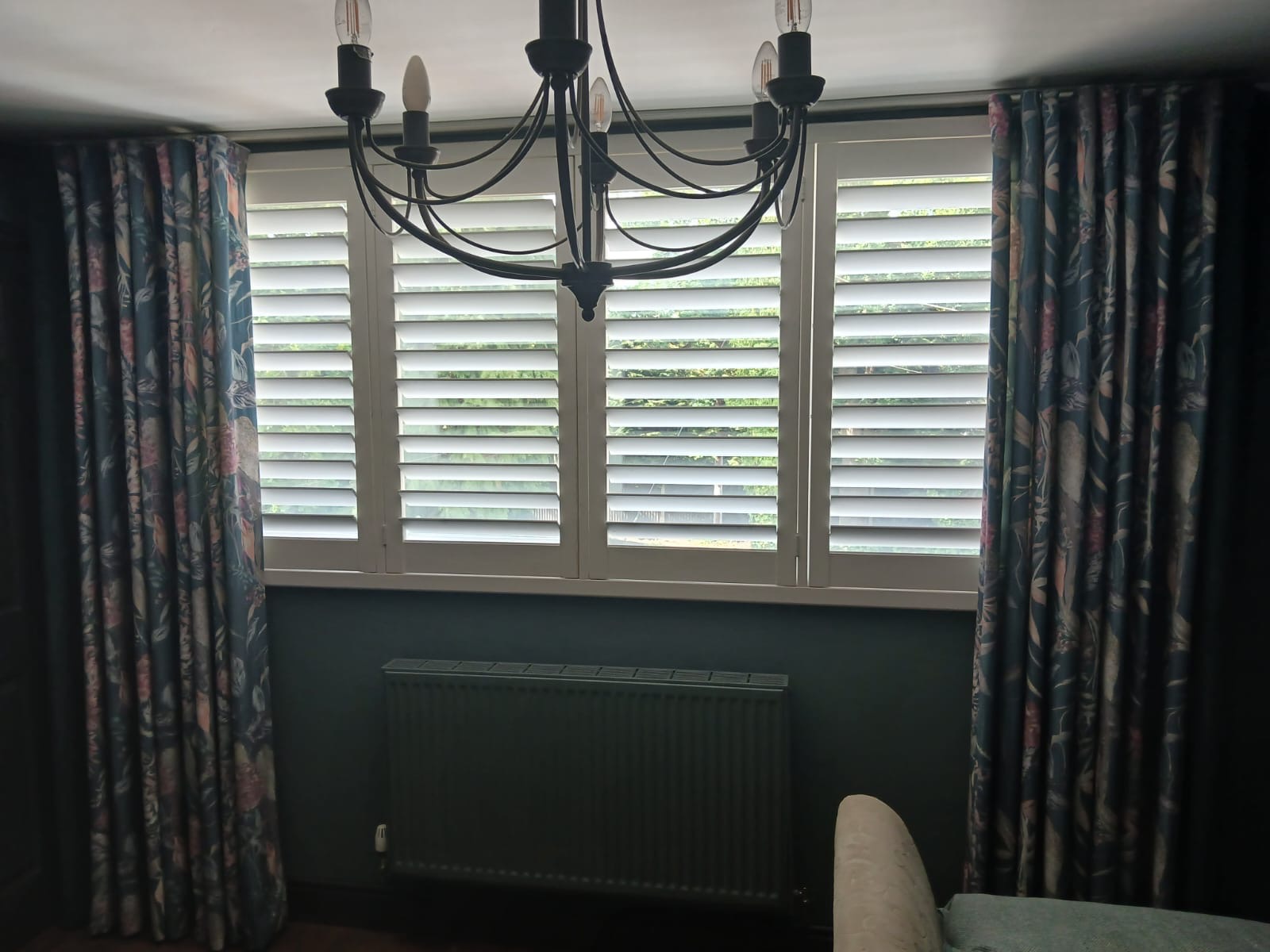 Bedroom shutters and curtains by BeeSpoke and The Window Dresser